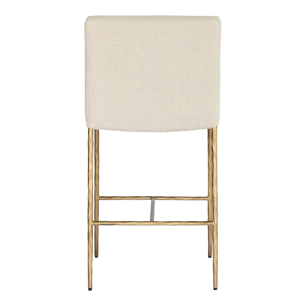 Hawthorne Brass Counter Stool with Back - Natural Linen