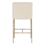 Hawthorne Brass Counter Stool with Back - Natural Linen