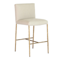 Heston Brass Kitchen Stool with Back - Natural Linen