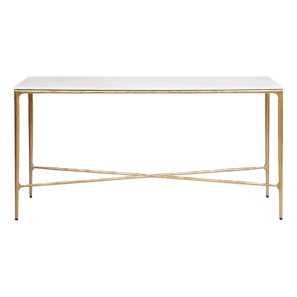 Hawthorne Marble Console Table - Medium Brass