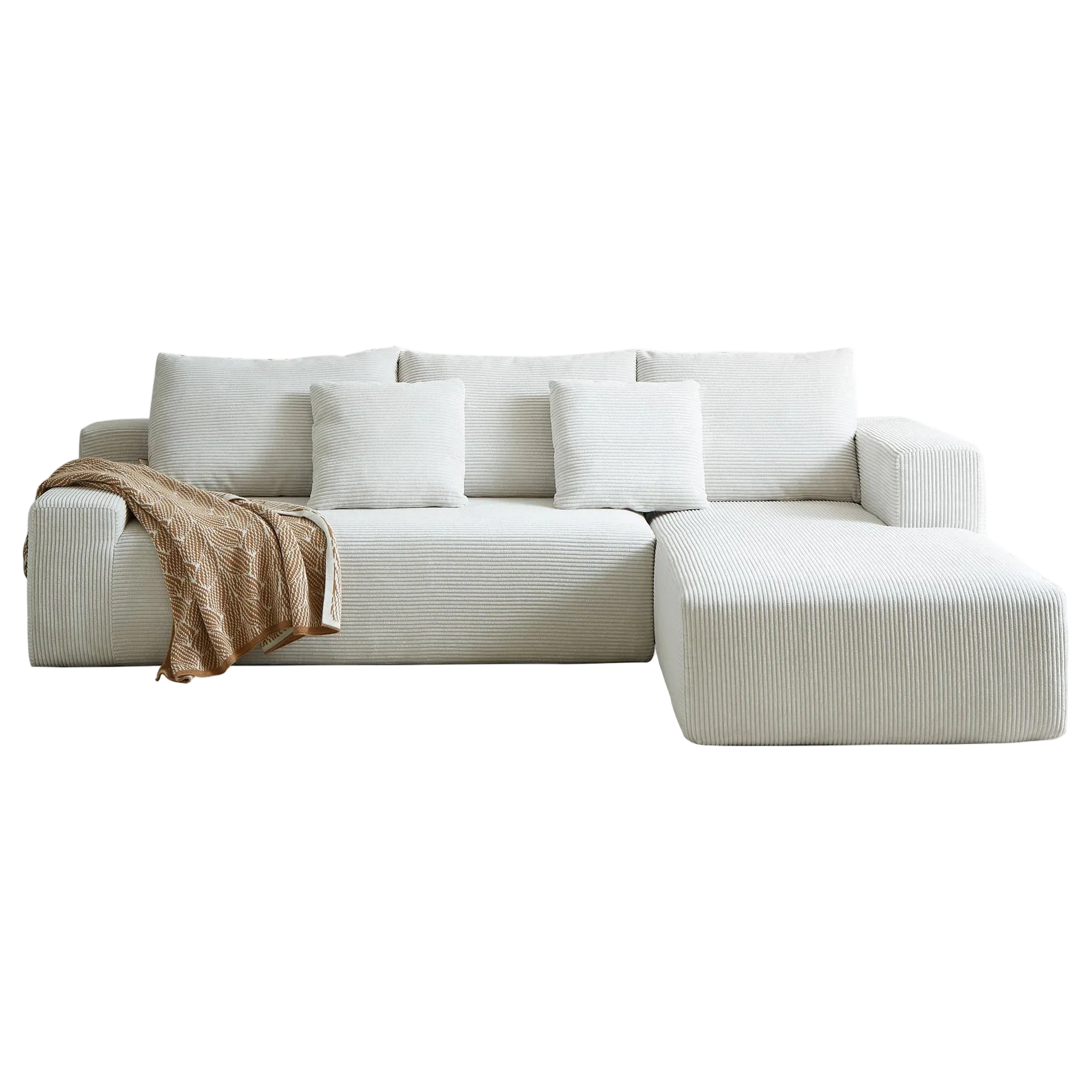 Nubo Corduroy Fabric Compressed Modular Corner Sofa, 3.5 Seater with RHF Chaise