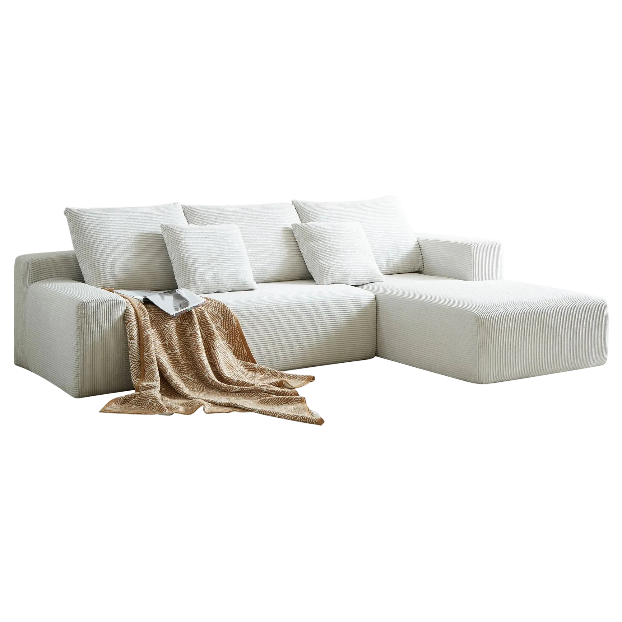 Nubo Corduroy Fabric Compressed Modular Corner Sofa, 3.5 Seater with RHF Chaise
