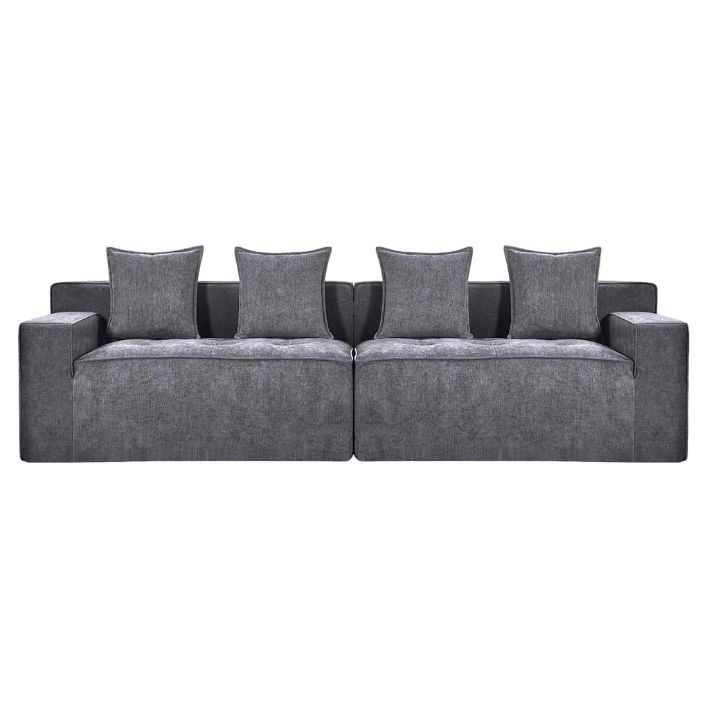 Kooma Chenille Fabric Compressed Modular Sofa, 4 Seater, Grey