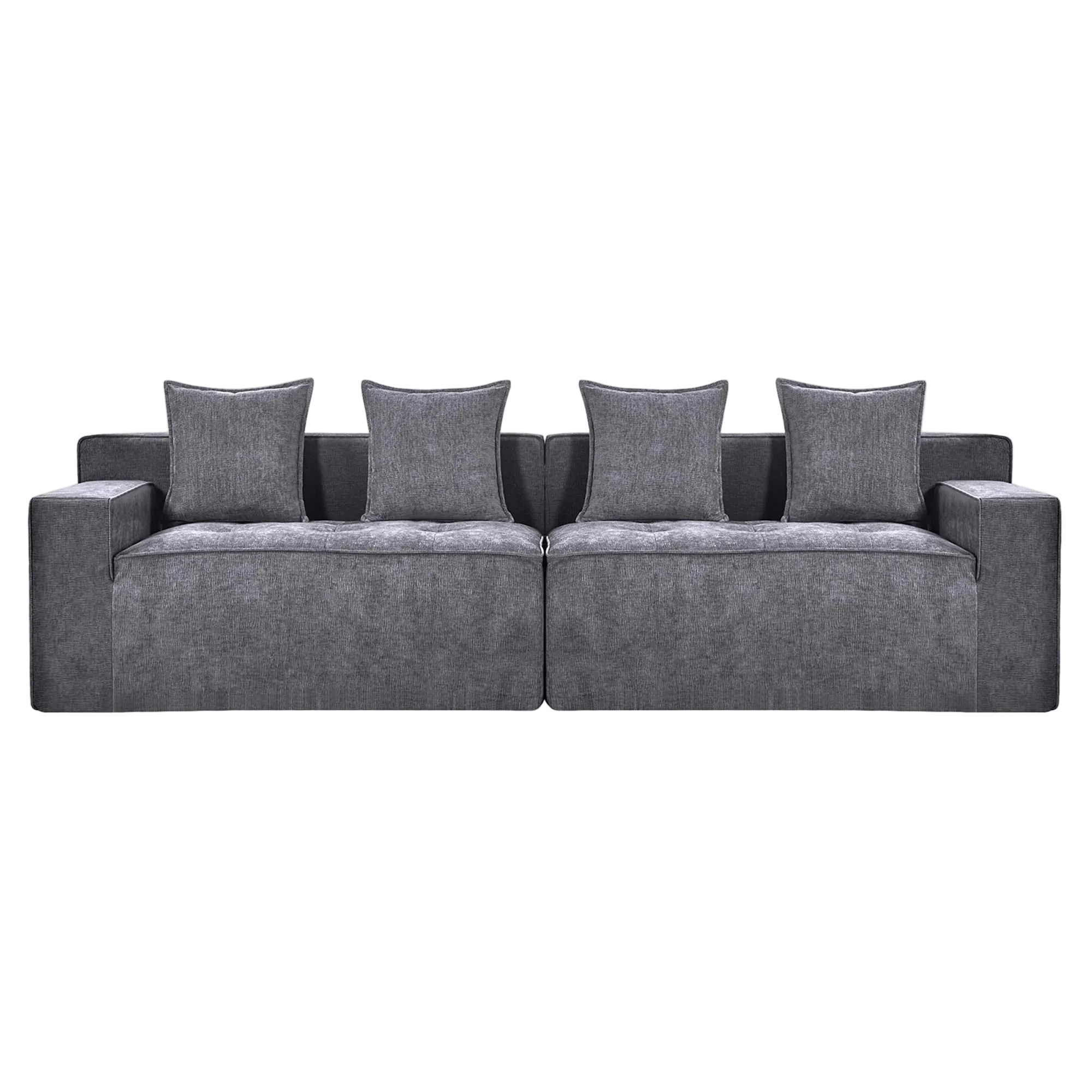 Kooma Chenille Fabric Compressed Modular Sofa, 4 Seater, Grey
