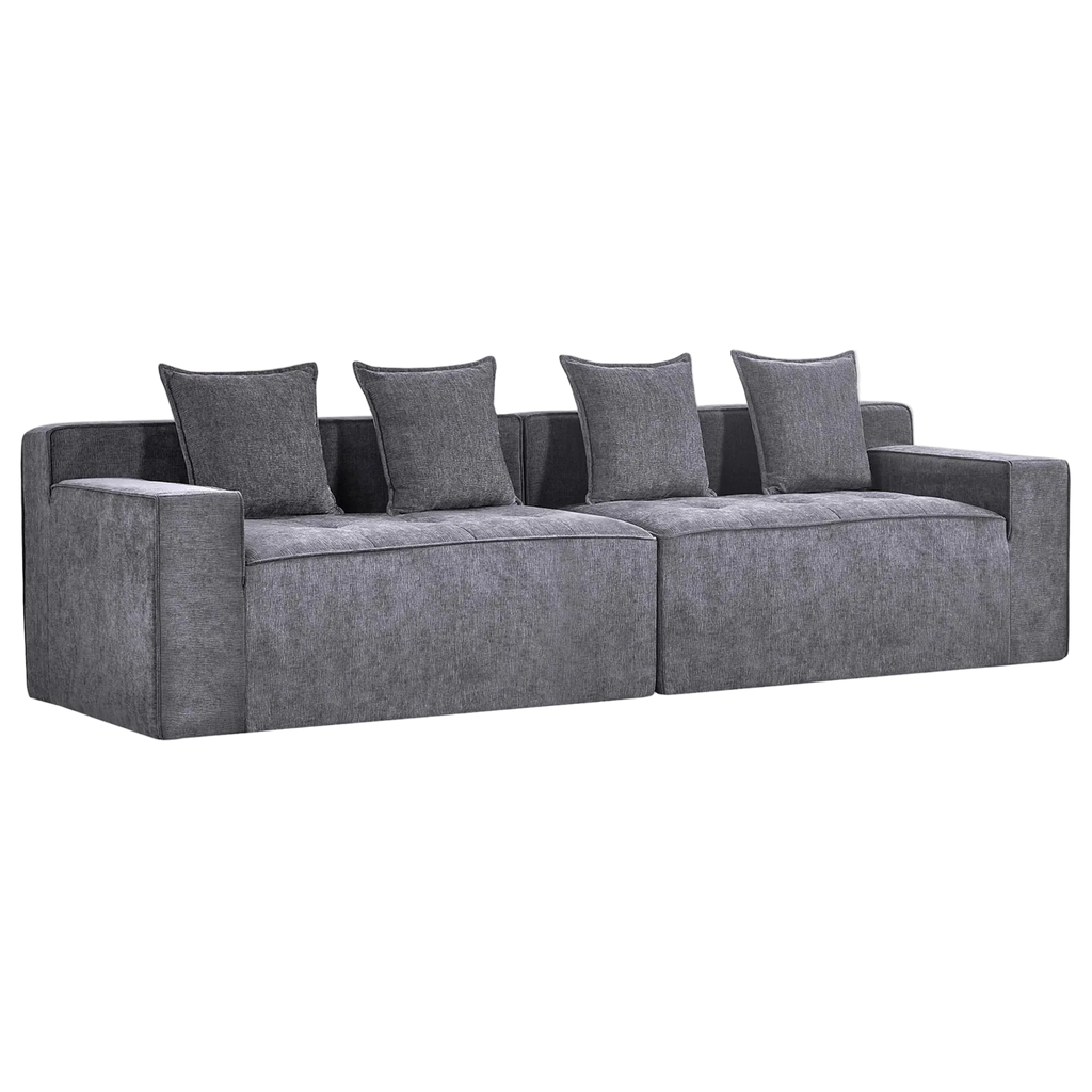 Kooma Chenille Fabric Compressed Modular Sofa, 4 Seater, Grey