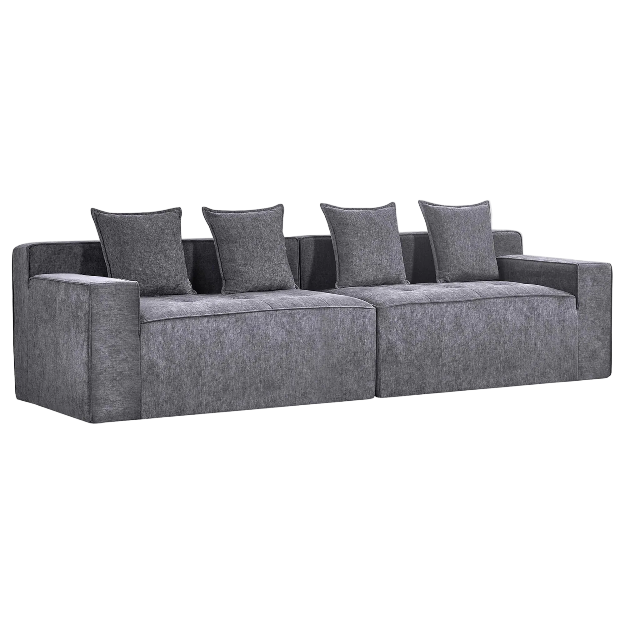 Kooma Chenille Fabric Compressed Modular Sofa, 4 Seater, Grey