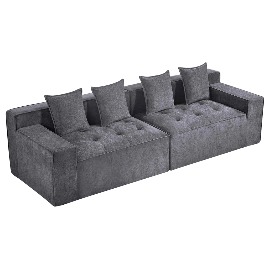Kooma Chenille Fabric Compressed Modular Sofa, 4 Seater, Grey