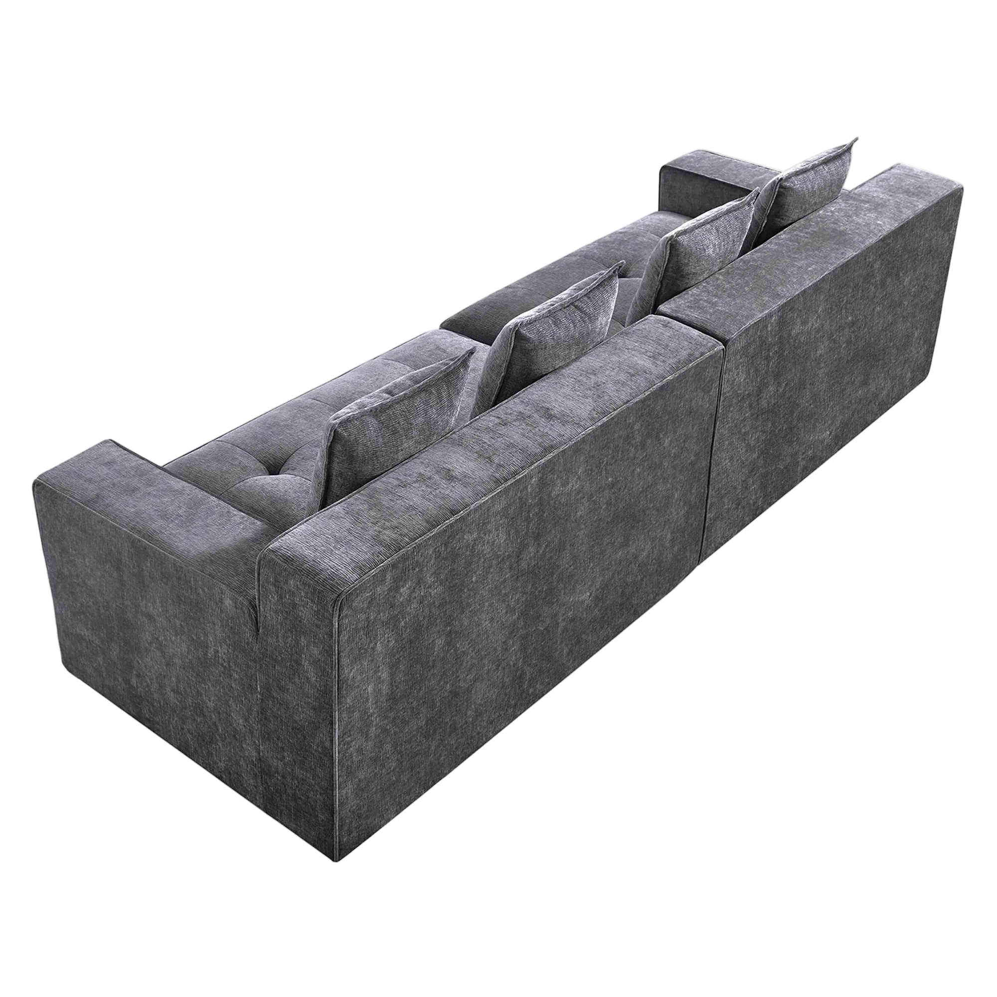 Kooma Chenille Fabric Compressed Modular Sofa, 4 Seater, Grey