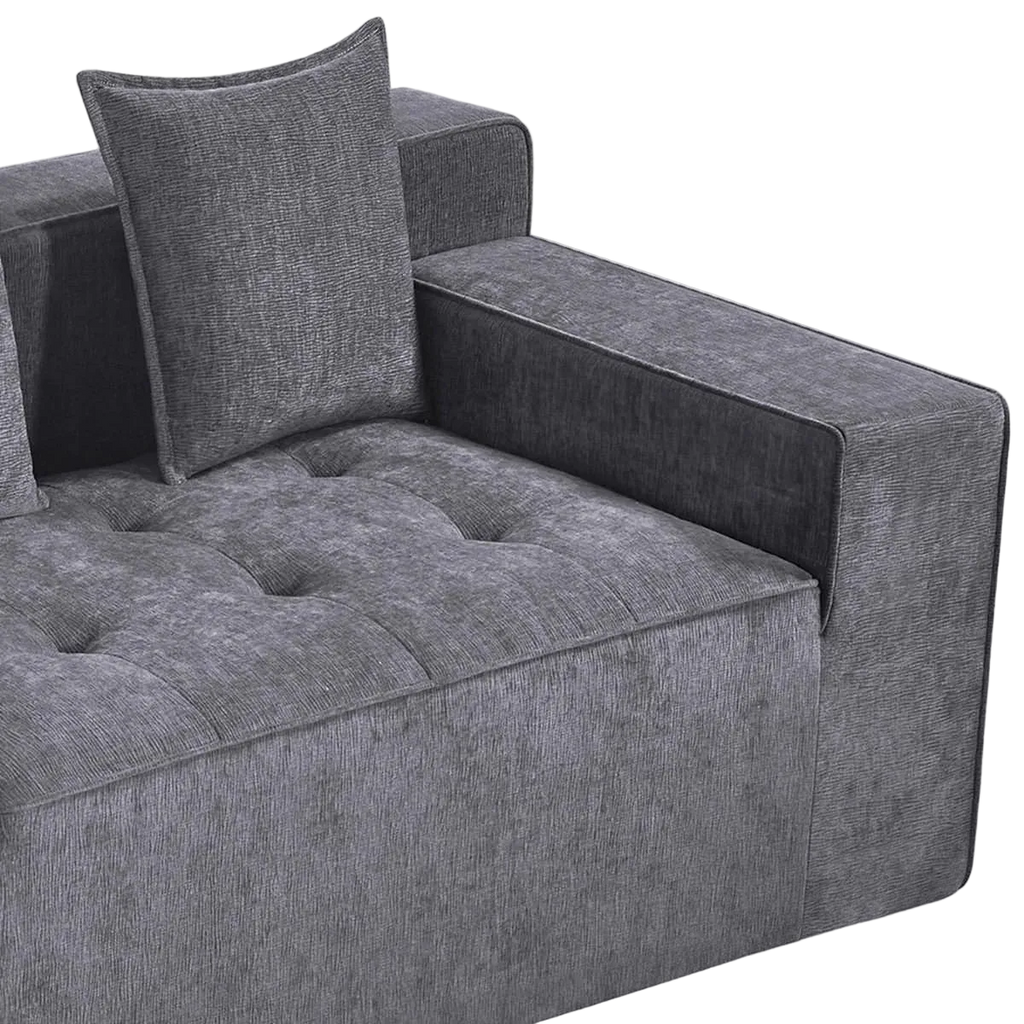 Kooma Chenille Fabric Compressed Modular Sofa, 4 Seater, Grey