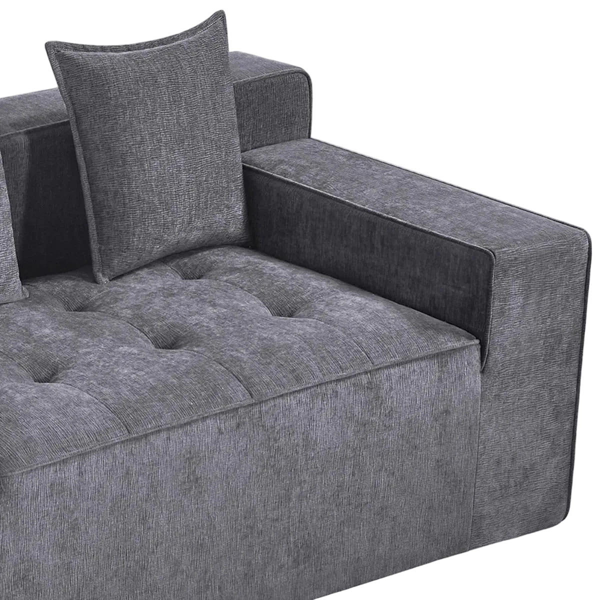 Kooma Chenille Fabric Compressed Modular Sofa, 4 Seater, Grey