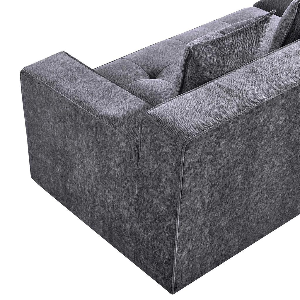 Kooma Chenille Fabric Compressed Modular Sofa, 4 Seater, Grey