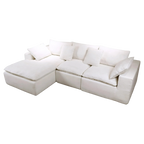 Velly Fleece Fabric Compressed Modular Corner Sofa, 3 Seater with Chaise, White