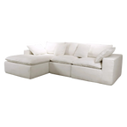 Velly Fleece Fabric Compressed Modular Corner Sofa, 3 Seater with Chaise, White