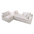 Velly Fleece Fabric Compressed Modular Corner Sofa, 3 Seater with Chaise, White
