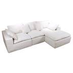 Velly Fleece Fabric Compressed Modular Corner Sofa, 3 Seater with Chaise, White