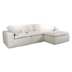 Velly Fleece Fabric Compressed Modular Corner Sofa, 3 Seater with Chaise, White