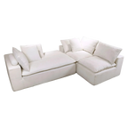 Velly Fleece Fabric Compressed Modular Corner Sofa, 3 Seater with Chaise, White