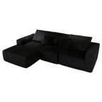 Nuevo Corduroy Fabric Compressed Modular Corner Sofa, 3 Seater with Chaise, Black