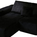 Nuevo Corduroy Fabric Compressed Modular Corner Sofa, 3 Seater with Chaise, Black