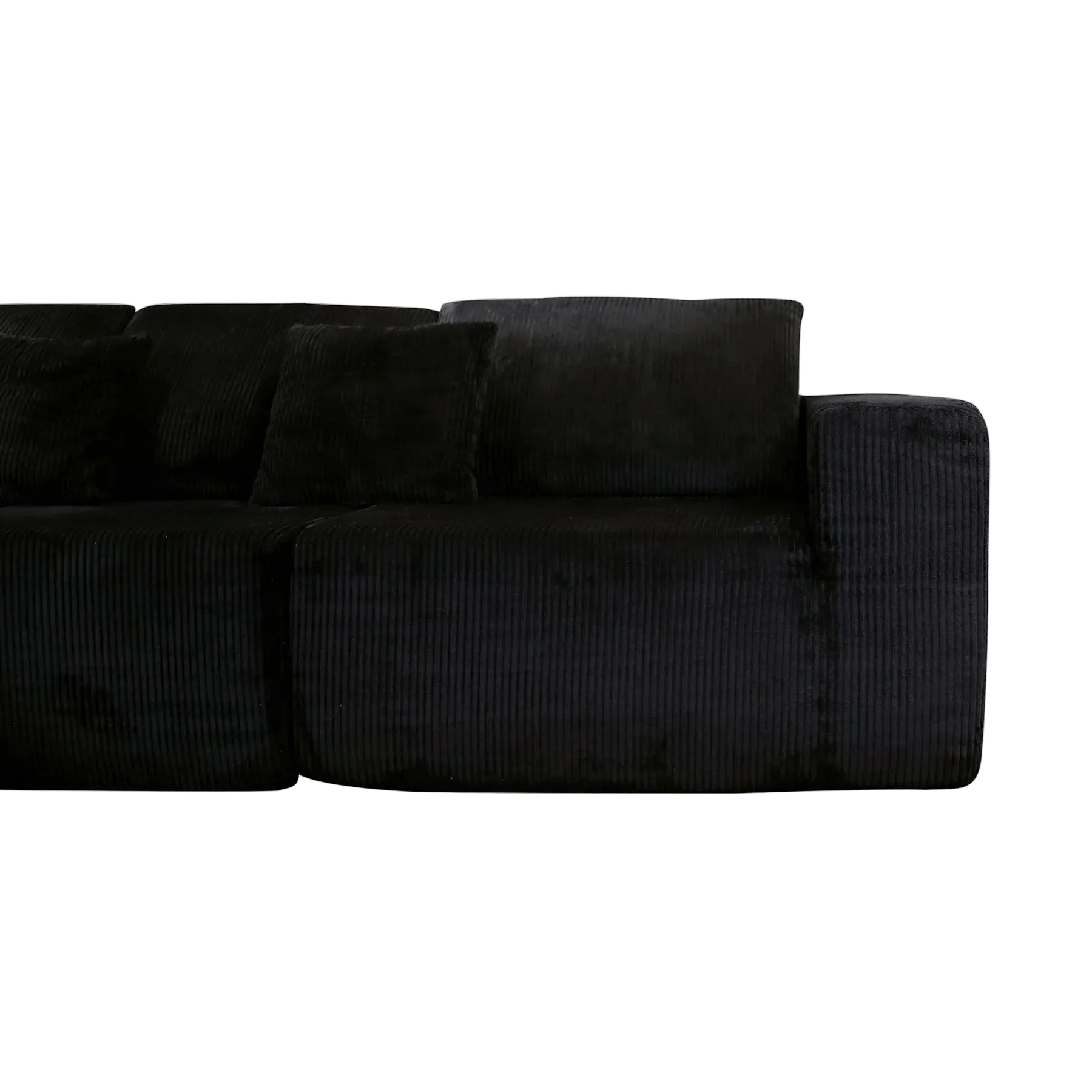 Nuevo Corduroy Fabric Compressed Modular Corner Sofa, 3 Seater with Chaise, Black