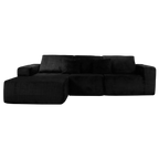 Nuevo Corduroy Fabric Compressed Modular Corner Sofa, 3 Seater with Chaise, Black