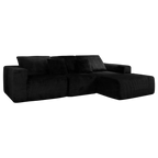 Nuevo Corduroy Fabric Compressed Modular Corner Sofa, 3 Seater with Chaise, Black