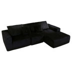 Nuevo Corduroy Fabric Compressed Modular Corner Sofa, 3 Seater with Chaise, Black