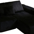 Nuevo Corduroy Fabric Compressed Modular Corner Sofa, 3 Seater with Chaise, Black