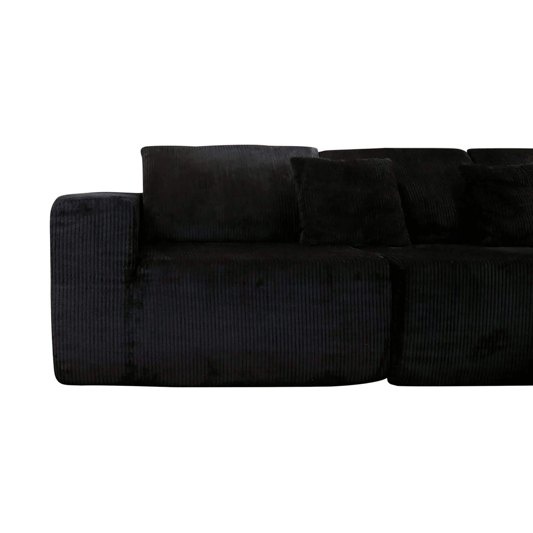 Nuevo Corduroy Fabric Compressed Modular Corner Sofa, 3 Seater with Chaise, Black