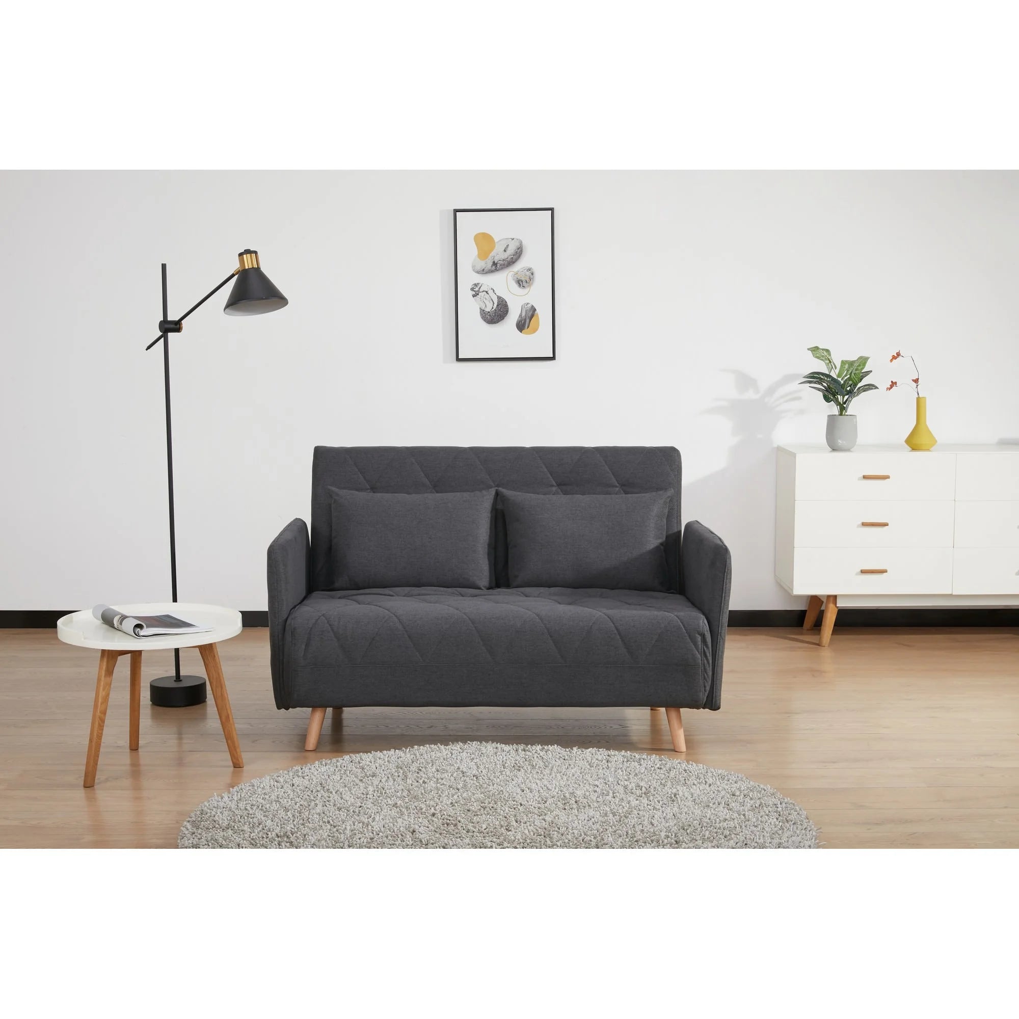 Alnes Fabric Click Clack Sofa Bed, Double, Charcoal