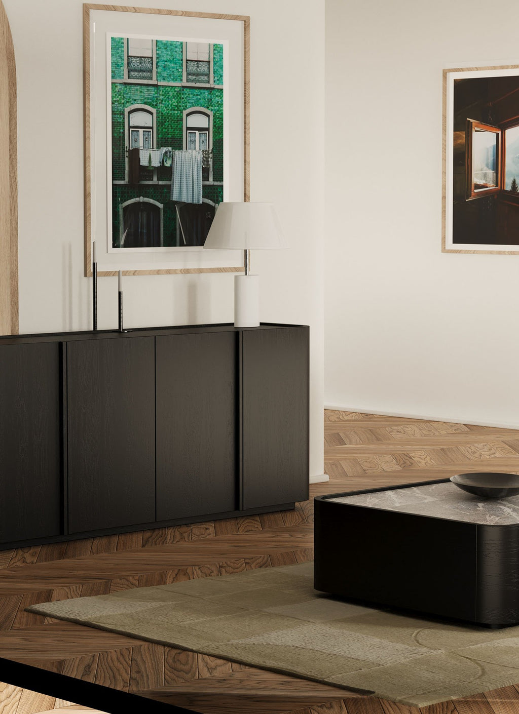 Leonard Coffee Table - Oak Black Marble