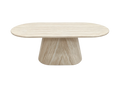 Lunara Oval Marble-Effect Coffee Table - Ivory