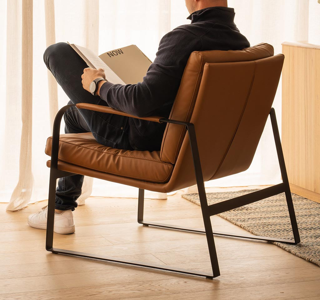 Lucas Leather Accent Chair - Toffee