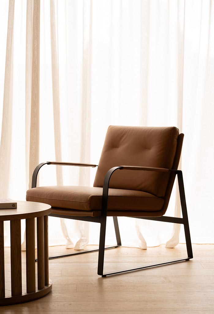 Lucas Leather Accent Chair - Toffee