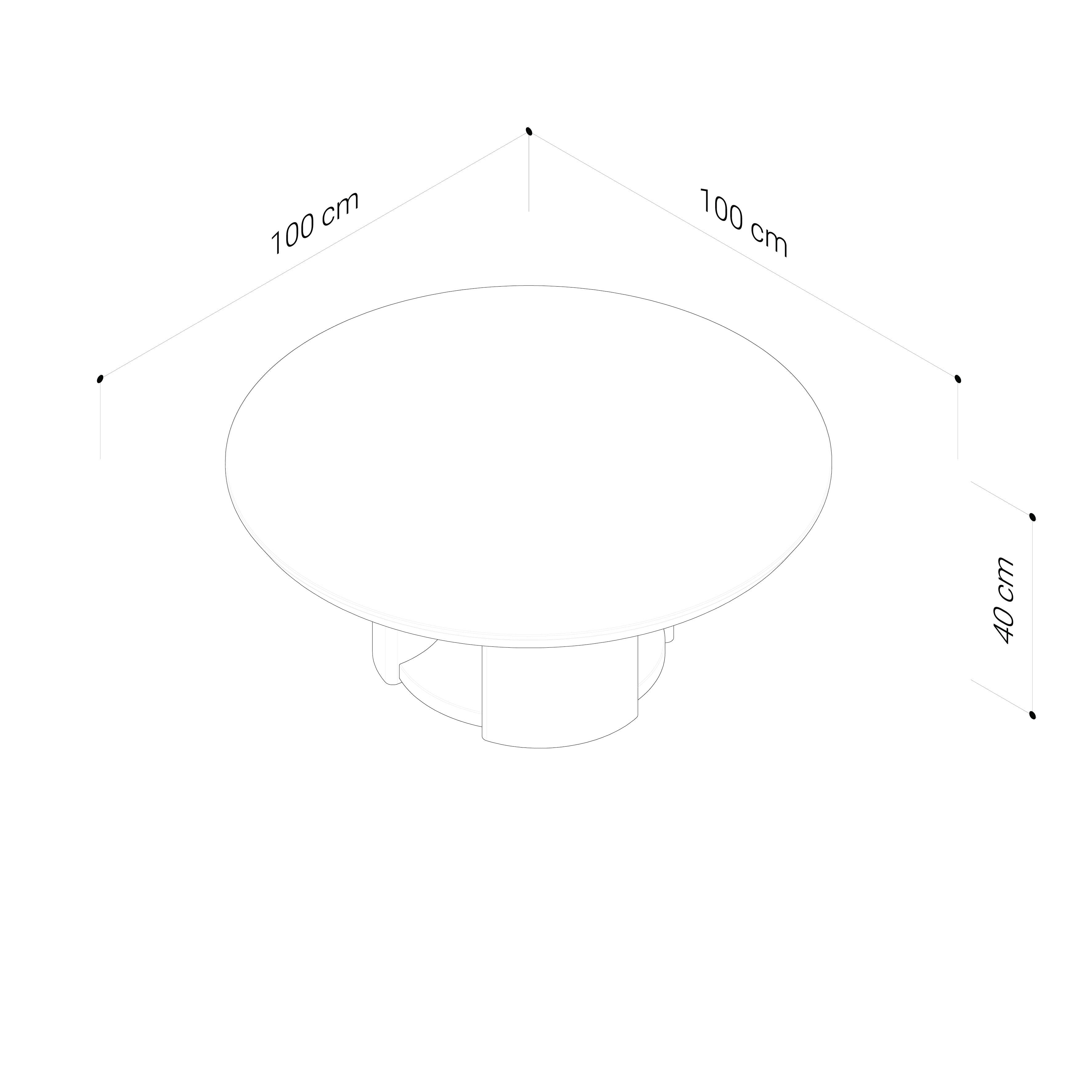 Meko 1000 Round Coffee Table - Walnut Natural