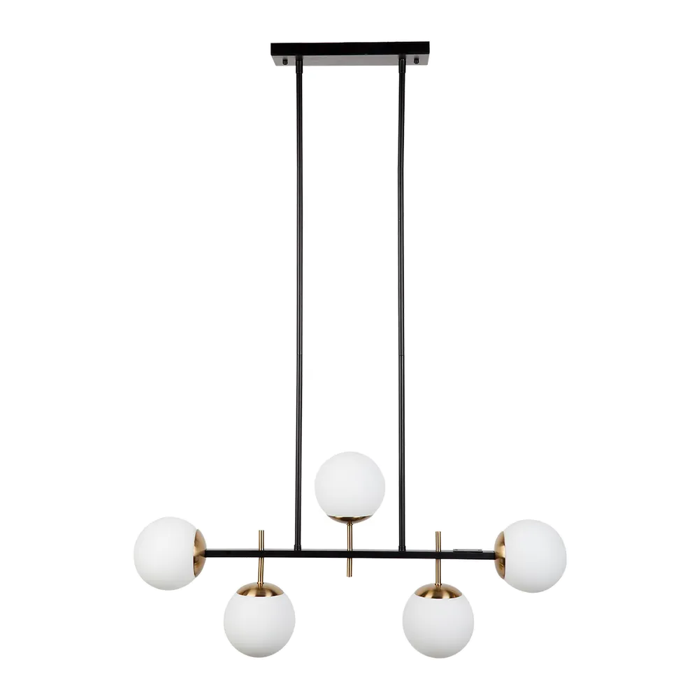 Marlfield Pendant - Black & Antique Brass