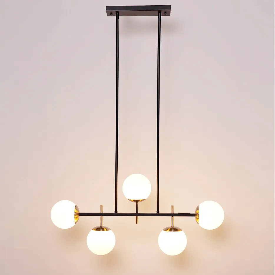Marlfield Pendant - Black & Antique Brass