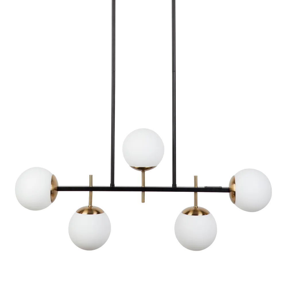 Marlfield Pendant - Black & Antique Brass