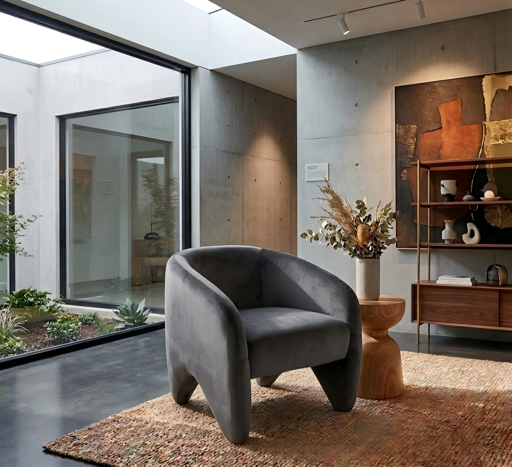 Maine Arm Chair - Charcoal Velvet