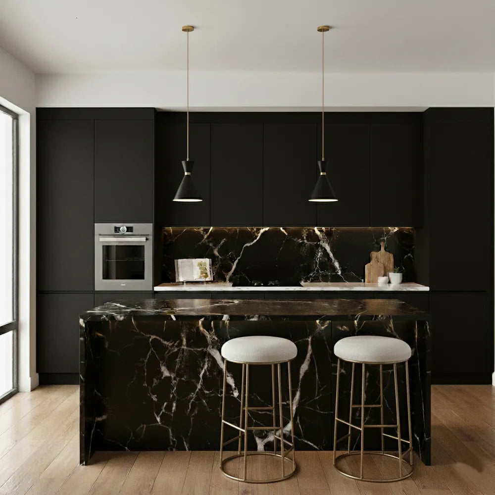 Oslo Pendant - Black w Brass