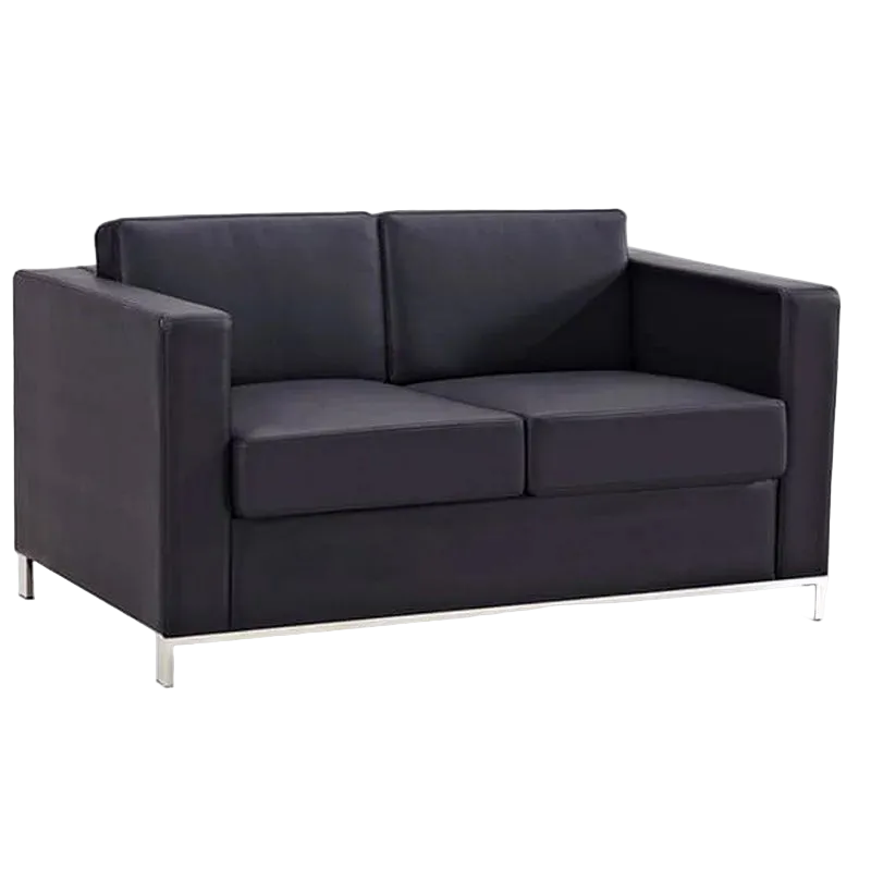 Plaza PU Leather Sofa, 2 Seater, Black