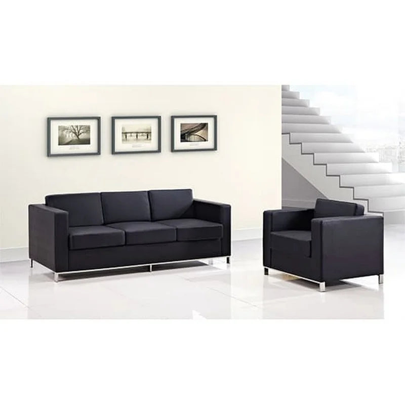 Plaza PU Leather Sofa, 2 Seater, Black