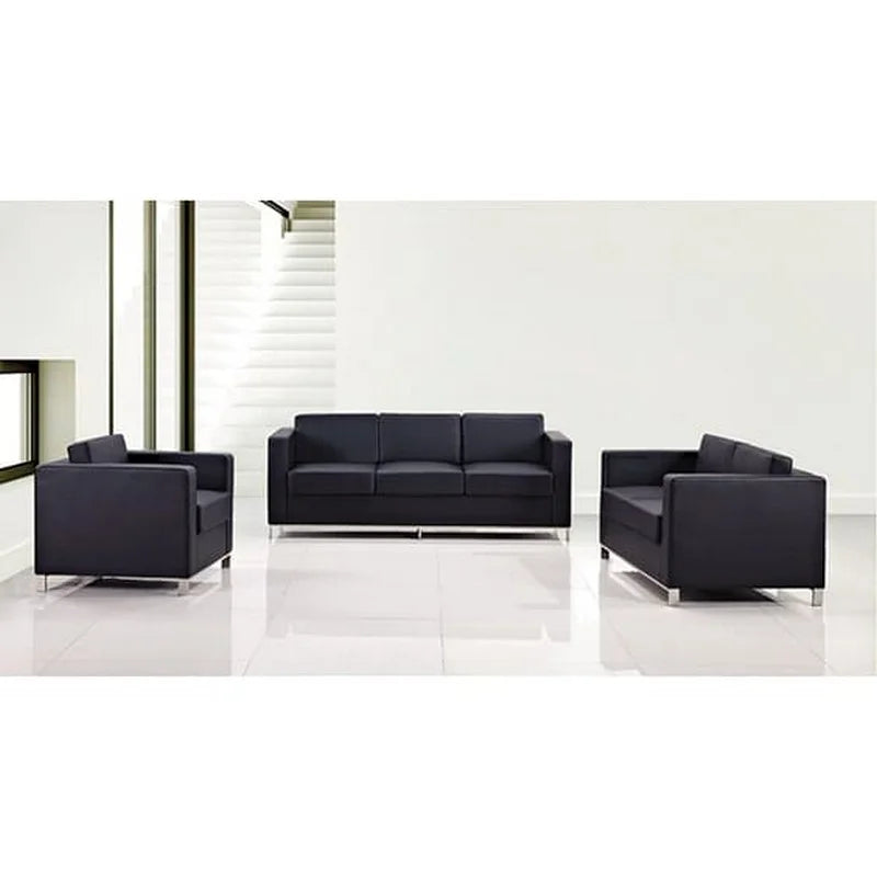 Plaza PU Leather Sofa, 2 Seater, Black