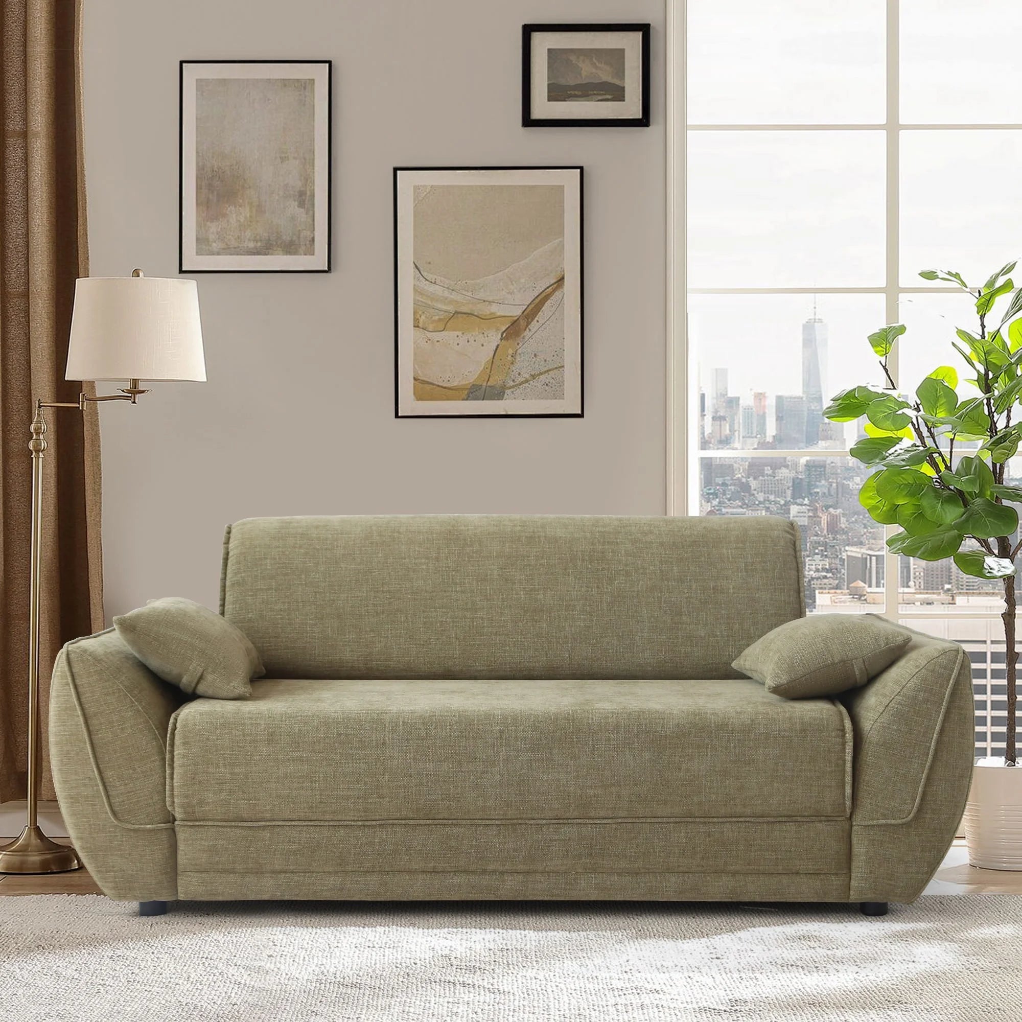 Petal Fabric Fold Out Sofa Bed, Double