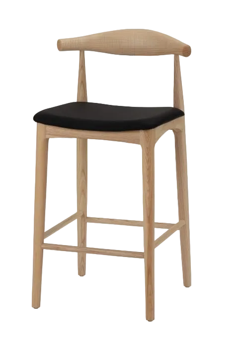 Hans Wegner Elbow Kitchen Stool 65cm - Natural Black