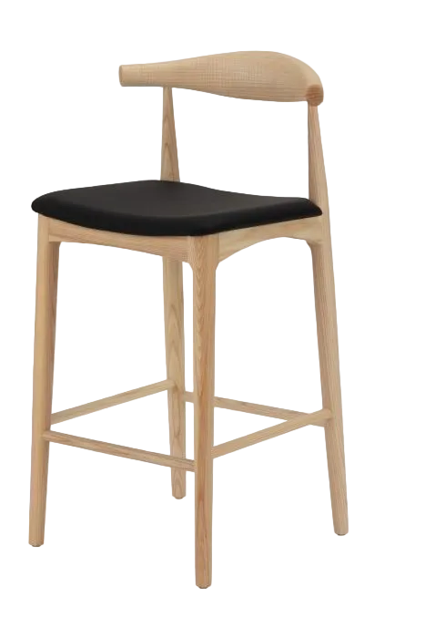 Hans Wegner Elbow Kitchen Stool 65cm - Natural Black