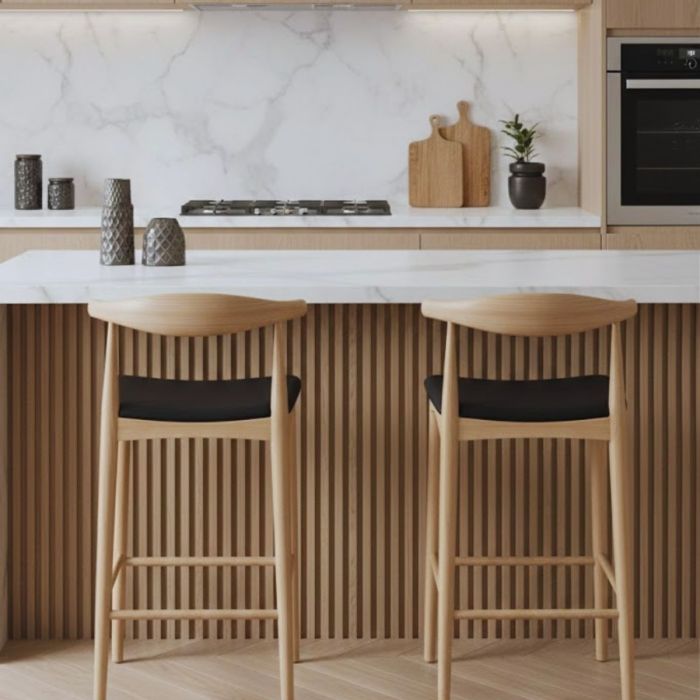 Hans Wegner Elbow Kitchen Stool 65cm - Natural Black