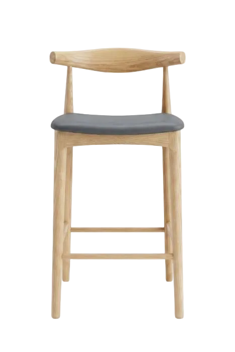 Hans Wegner Elbow Kitchen Stool 65cm - Natural Slate Grey