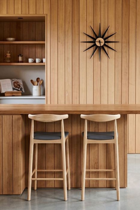 Hans Wegner Elbow Kitchen Stool 65cm - Natural Slate Grey