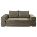 Vetrois Corduroy Fabric Fold Out Sofa Bed, 2 Seater / Queen, Khaki Green